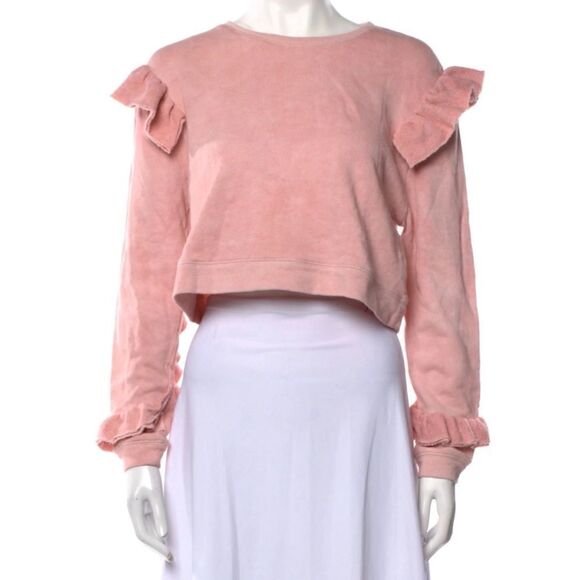Love Shack Fancy Corrine Ruffle sweater  in Pale Pink Size M - Picture 4 of 6